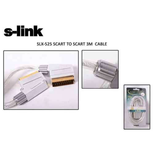 S-link Slx-525 Scart To Scart 3mt Gold Metal Kablo