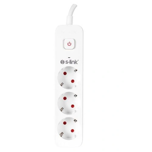 S-link Spg301s 1.5m 3x1.5mm 100 Yüzde  Bakır 750 Joule 3 Lü Anahtarlı Akım Korumalı Priz