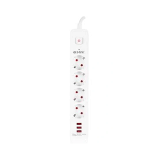 S-link Spg403u 1.5m 1.5mm 100 Yüzde  Bakır 750 Joule 3 Usb 5v2.4a 4lü Anahtarlı Akım Korumalı Priz