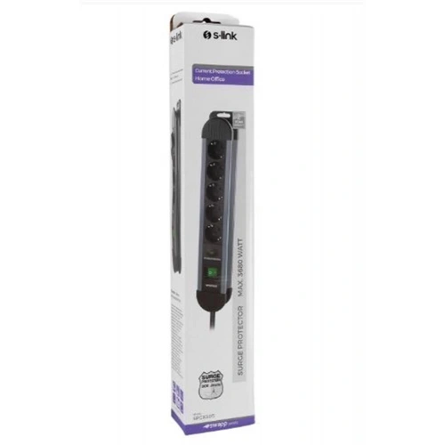 S-link Spgks05 1.5m 3g1.5mm2 900 Joule 5li Akım Kor. Gri Priz Çoklayıcı