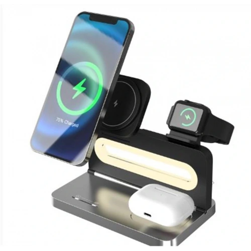 S-link Sw-cwf120 Siyah Telefon Kulaklık Akıllı Saat 15w 3 İn 1 Magsafe Kablosuz Şarj Cihazı