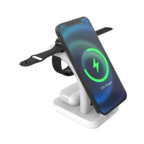 S-link Sw-cwf130 Beyaz Telefon Kulaklık Akıllı Saat 15w 3 İn 1 Magsafe Led Logo Kablosuz Şarj Cihaz