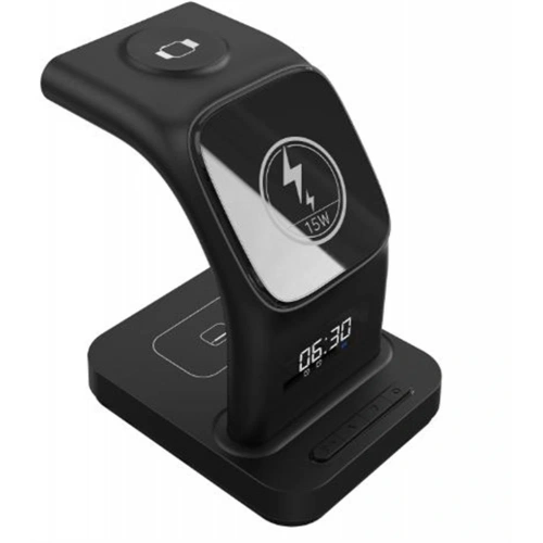 S-link Sw-cwf130 Siyah Telefon Kulaklık Akıllı Saat 15w 3 İn 1 Magsafe Led Logo Kablosuz Şarj Cihazı