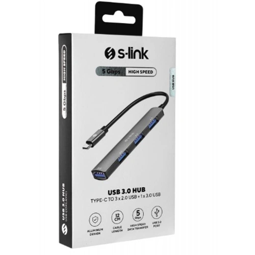 S-link Sw-u324 3-usb2.0, 1-usb3.0 Type-c Metal Usb Hub