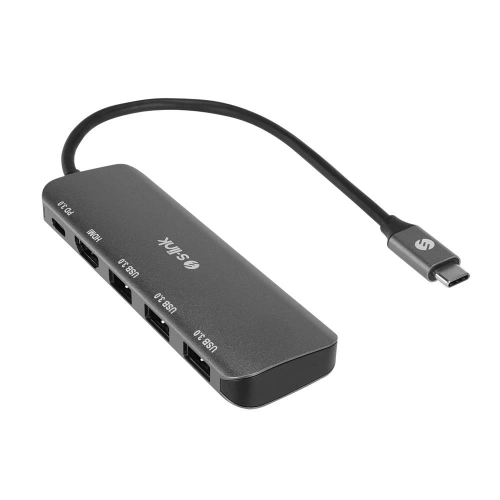 S-link Sw-u518 Gri Metal Usb 3.. To 3-usb3.0, 1-typec Pd 1-4k Hdmı Adaptör