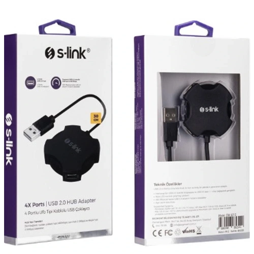 S-link Swapp Sw-u212 Siyah Usb 2.0 4 Port Hub Kablolu Çevirici Adaptör