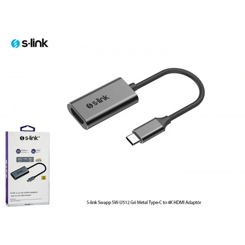 S-link Swapp Sw-u512 4k@30hz Gri Metal Type-c To 4k Hdmı Adaptör