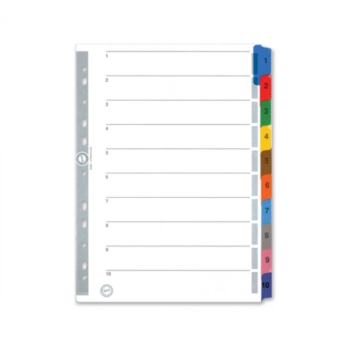 Serve Seperatör 1-10 Rakamlı Renkli A4 Sv5524k