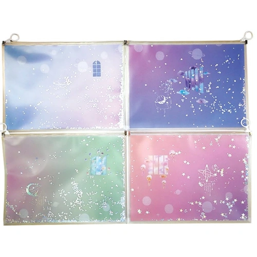 Südor Fermuarlı Dosya Desenli Simli Yıldızlı