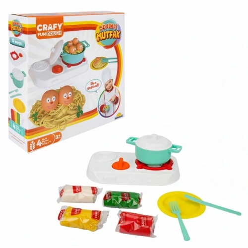 Sunman Oyuncak Crafy Oyun Hamur Seti Sevimli Mutfak Hamurlu 200 Gr 10 Parça S02002010