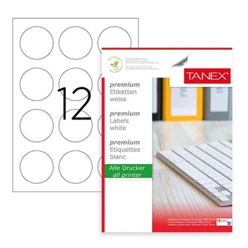 Tanex Laser Etiket 100 Yp 0.60 Mm Laser-copy-ınkjet Yuvarlak Tw-2160