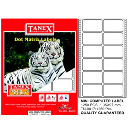 Tanex Sürekli Form Etiket 1250 Lİ 35x97 TN 0017