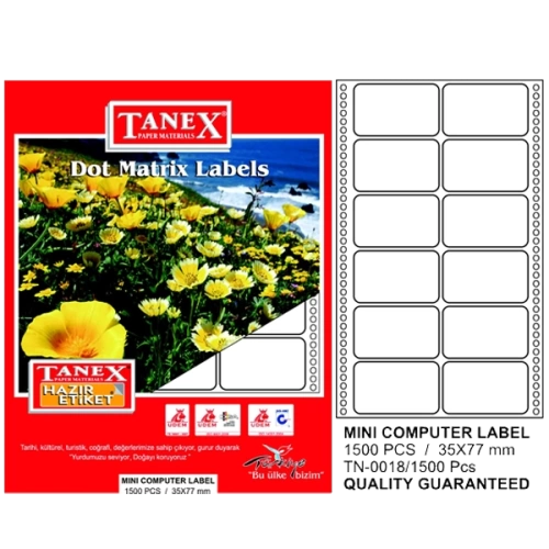 Tanex Sürekli Form Etiket 1500 LÜ 35x77 TN 0018