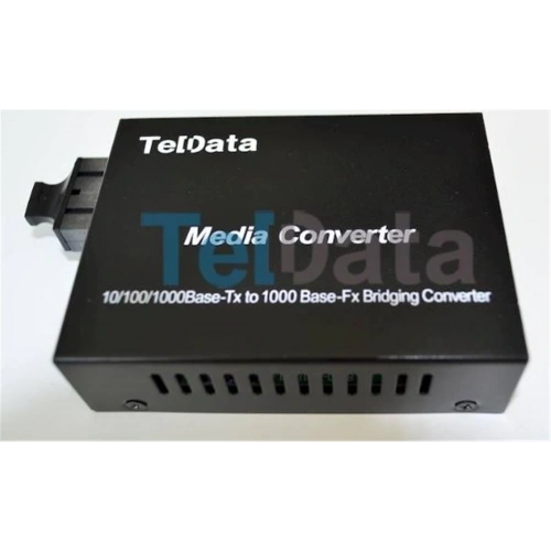 Teldata Media Converter Single Mode 10-100-1000 20 Km Dual Sc 2 Li Paket Set