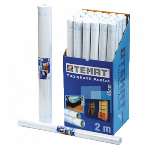 Temat Asetat Yapışkanlı Rulo 45 Cm X 2 Mt Şeffaf 10350
