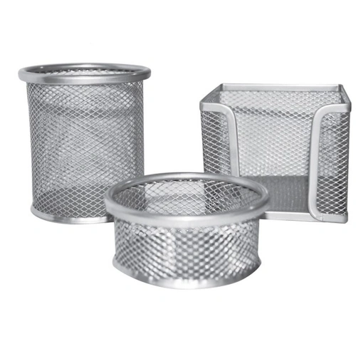 Temat Masa Seti Ataşlık-kağıtlık-kalemlik 3 Lü Metal Perforeli 1000 Gümüş