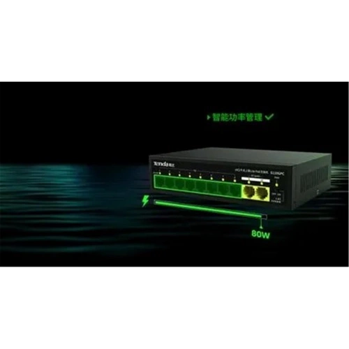 Tenda S110gpc 10 Port 8 Port Poe+ 10-100 Mbps + 2 Port 10-100-1000 Uplink Switch Çelik Kasa