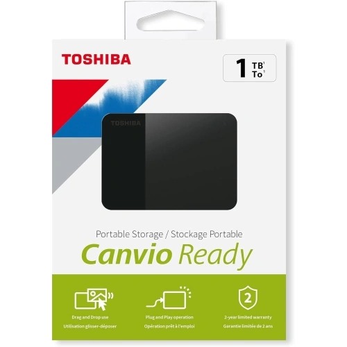 TOSHIBA HDTP310EK3AA, Canvio Ready, 1TB, 2.5" USB 3.0, Taşınabilir, Harici HDD, (Black)