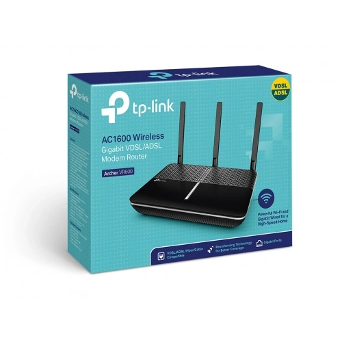 TP-LINK ARCHER VR600, AC1600, 4 Port GigaBit, Dual Band Wifi, 1600Mbps, 3xAnten, 3G-4G USB Desteği, VDSL2, ADSL2+ MODEM