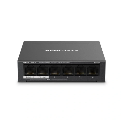 Tp-link Mercusys Ms106lp 4 Port 10-100 Mbps Poe+ 2 Port 10-100 Mbps Uplink Switch Metal Kasa