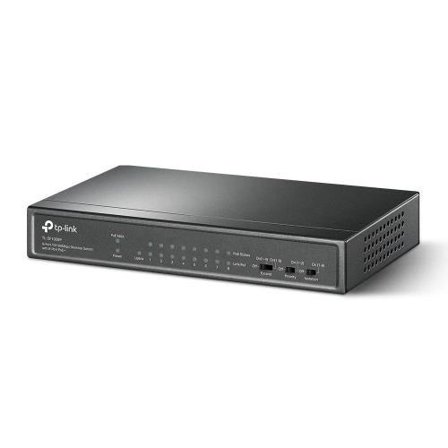 TP-LINK TL-SF1009P, 8 Port, MegaBit, PoE 65W, 1 Port Uplink, Yönetilemez, Metal Kasa, Masaüstü Switch