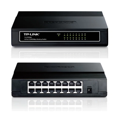 TP-LINK TL-SF1016D, 16 Port, MegaBit, Yönetilemez, Masaüstü Switch