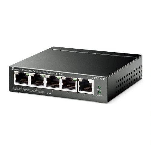Tp-lınk Tl-sg105pe, 5 Port, Gigabit, 4 Port Poe, 65w, Easy Smart, Yönetilebilir, Metal Kasa, Masaüstü Switch