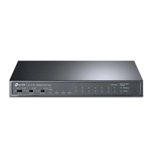 TP-LINK TL-SL1311MP, 8 Port, Megabit, PoE 124W, 2 Port Gigabit Lan, 1 Port GigaBit SFP, Yönetilemez, Masaüstü, Switch