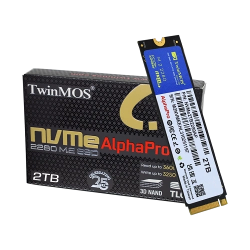 TwinMOS NVMe2TB2280AP, AlphaPro, 2TB, 3600-3250Mb/s, Gen3, NVMe PCIe M.2 2280, SSD, TLC, 3DNAND