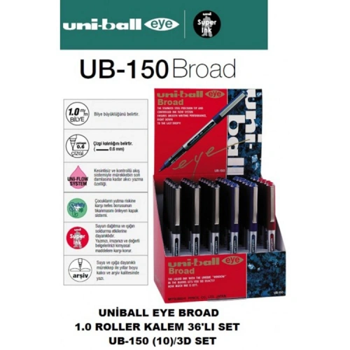 Uni-ball Eye Broad 1.0 Roller Kalem 36lı Set