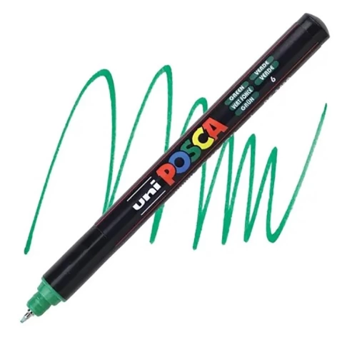 Uni-Ball Markör Boyama Posca Su Bazlı Poster 0.7 MM Yeşil PC-1M