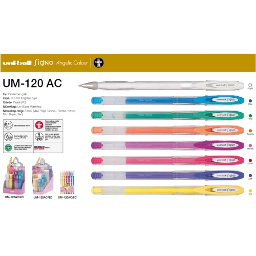 Uni-ball Roller Kalem Signo Angelic Colour Jel Bilye Uç 48 Li 0.7 Mm Um-120ac/4d Set
