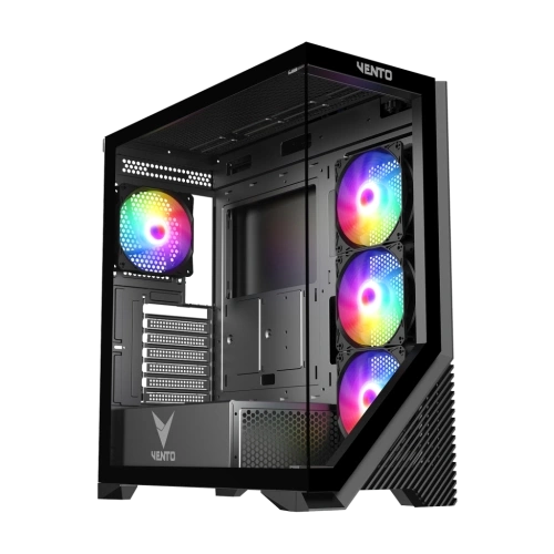 VENTO VG4202FL Mid Tower, 850W 80+ Siyah, Temperli Cam, RGB, ATX GAMING KASA