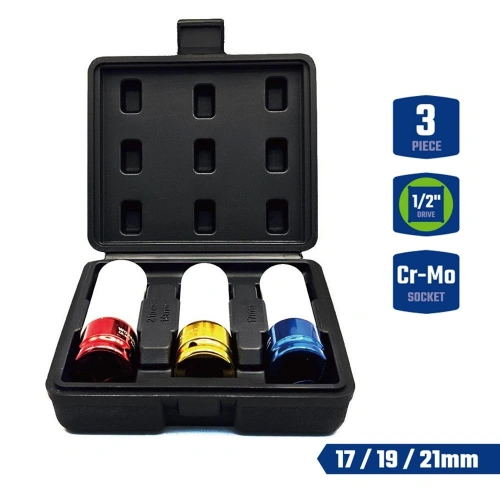 Workpro Wp202591 17/19/21mm 3 Parça 1/2‘’ Cr-mo Profesyonel Darbeli Derin Lokma Seti