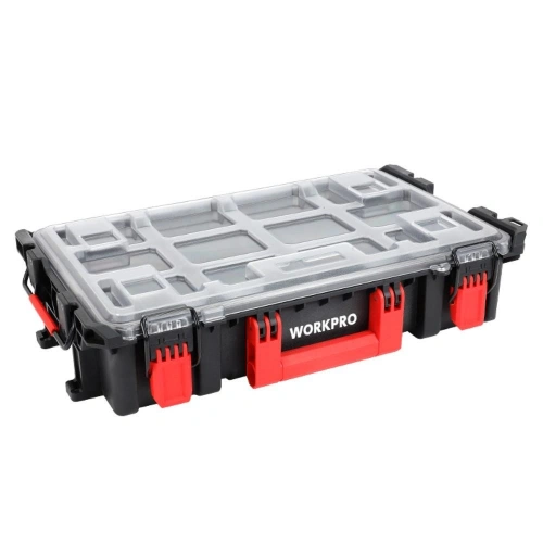 Workpro Wp283029 24lt 12 Gözlü Şeffaf Kapaklı İstiflenebilir 56x35x12,5cm Profesyonel Organizer Takım Çantası