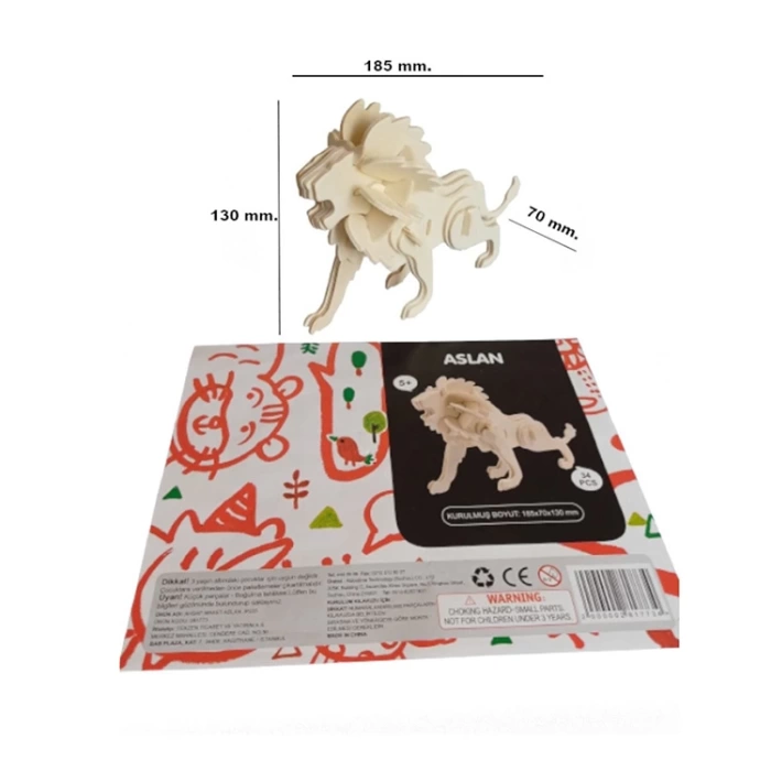 3D Ahşap Puzzle Aslan JP225 34 parça