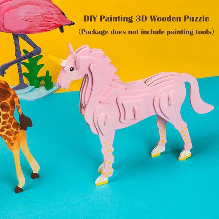 3D Ahşap Puzzle Boynuzlu At 30 parça JP257