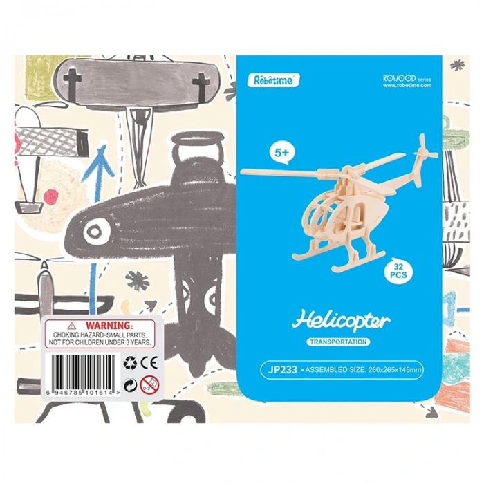3D Ahşap Puzzle Helikopter 32 parça JP233