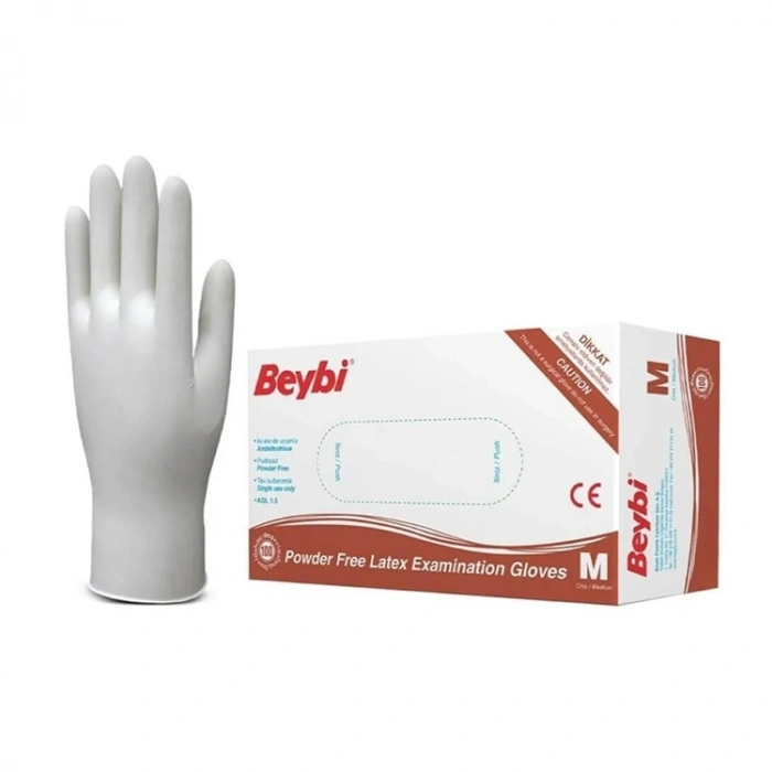 Beybi Lateks Pudrasız (m) Medium Beden Muayene Eldiven 100lü Paket