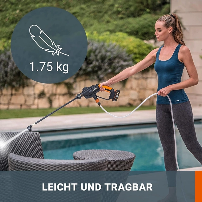 WORX WG620E.2 20V 2.0Ah Li-ion 24 Bar Basınçlı Yıkama Tabancası + 4 Parça Yıkama Seti