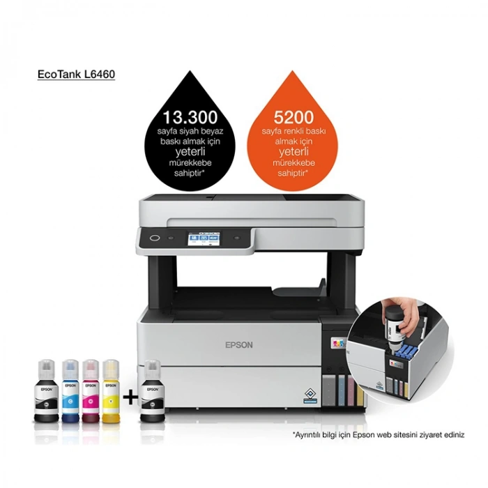 Epson L6460 Yazıcı-tarayıcı-fotokopi Renkli Mürekkep Tanklı Yazıcı Wı-fı Ethernet