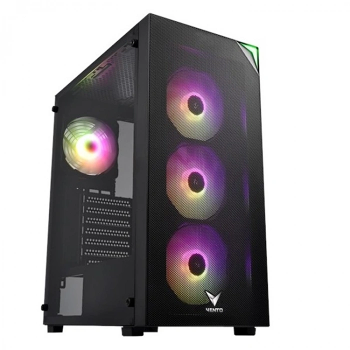 Vento Vg4200s Mid Tower, 850w 80+ Siyah, Temperli Cam, Rgb, Atx Gamıng Kasa