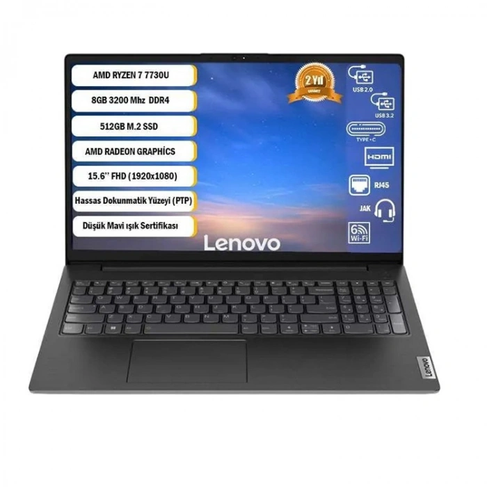 Lenovo 82yy0012tr, V15 G4 Abp, Ryzen 7 7730u, 15,6 Fhd, 8gb Ram, 512gb Ssd, Paylaşımlı Ekran Kartı, Free Dos Notebook