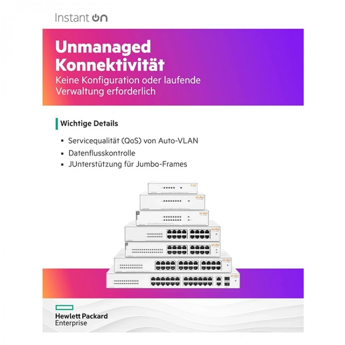 Hp Aruba Instant On, R8r50a, 1430-24g, 24port, Gigabit, 2 Port Gigabit Sfp, Yönetilemez,masaüstü Switch