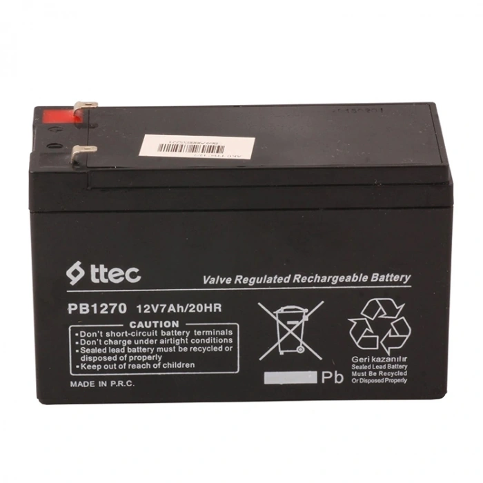 Ttec 12v 7ah-20hr Base Bakımsız Kuru Akü Alarm-siren İçin 1,75 Kg (Ups Uygun Değil)