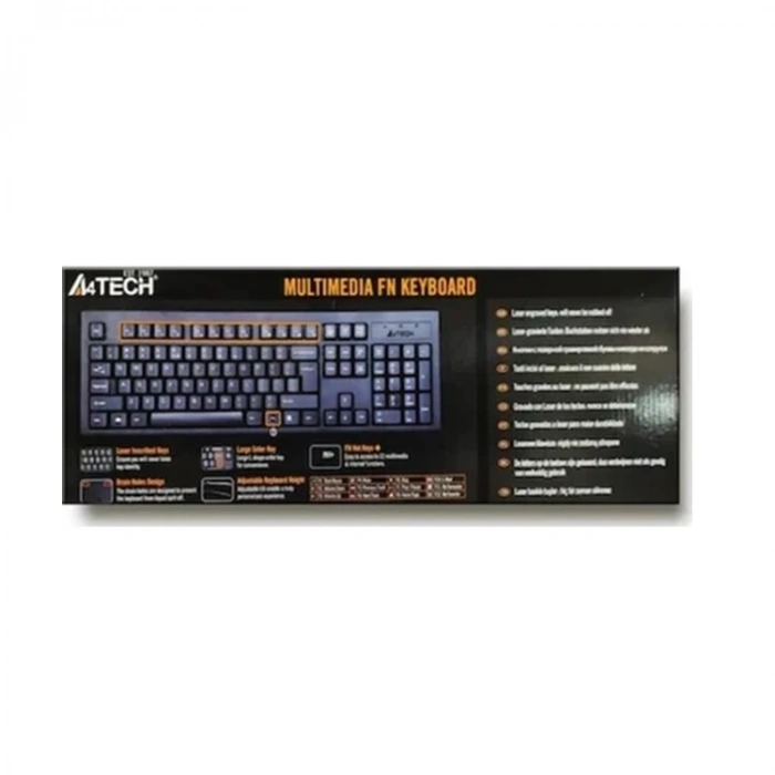 A4 Tech Km-720, Siyah, Usb Kablolu, Türkçe F, Multimedya Klavye