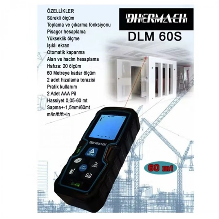 Dhermach DLM 60 S Lazerli Mesafe Ölçer 60 M