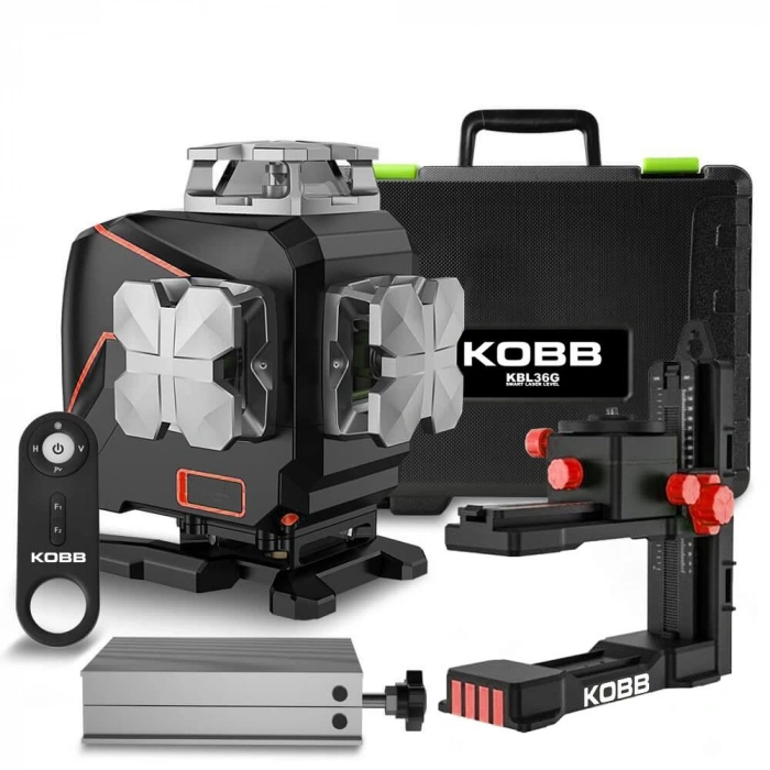Kobb Kbl36g Profesyonel Li-ion Şarjlı 4x360⁰ Lcd Ekran Otomatik Hizalamalı Yeşil Çapraz Çizgi Lazer Distomat