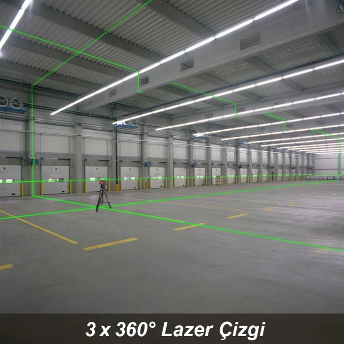 Kobb Kbl34g 40 Metre Profesyonel Li-ion Şarjlı 3x360⁰ Otomatik Hizalamalı Yeşil Çapraz Çizgi Lazer Distomat