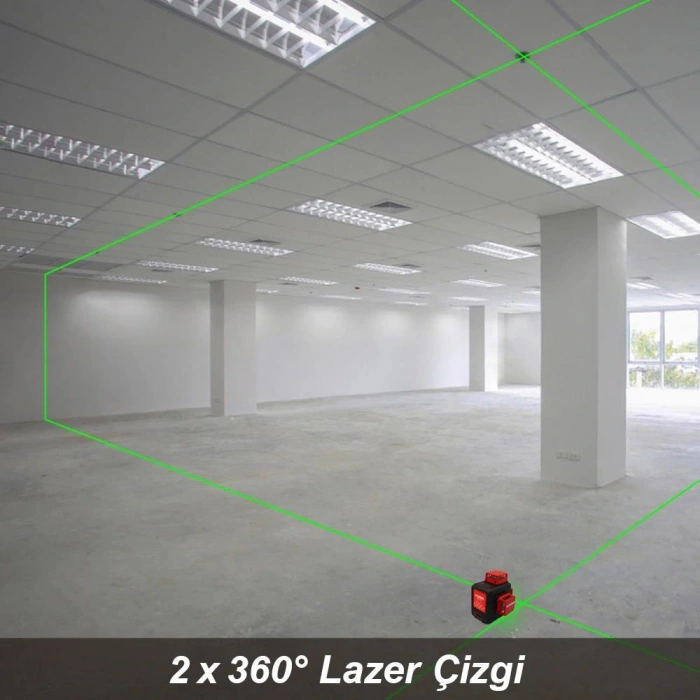 Kobb Kbl34gtp 40 Metre Profesyonel Li-ion Şarjlı 3x360⁰ Otomatik Hizalamalı Yeşil Çapraz Çizgi Lazer Distomat+tripod